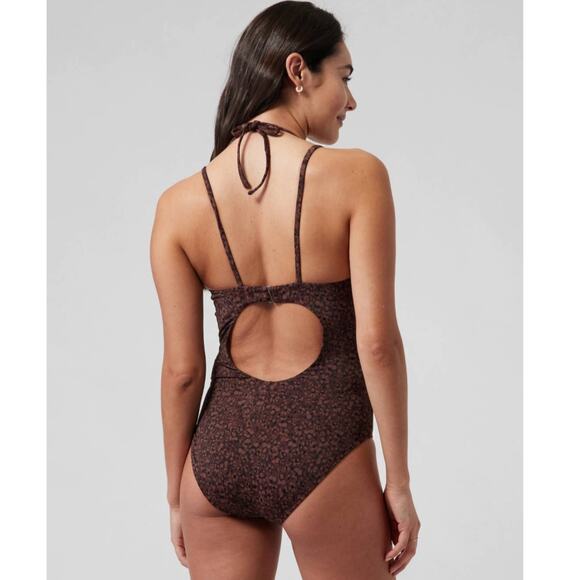 NWT Athleta Keyhole One Piece Swimsuit - XXS - camo flora decadent chocolate XXS - Picture 2 of 3
